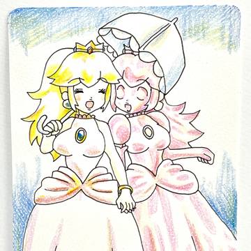 お題箱・ピーチ姫とピンクゴールドピーチの手繋ぎ
