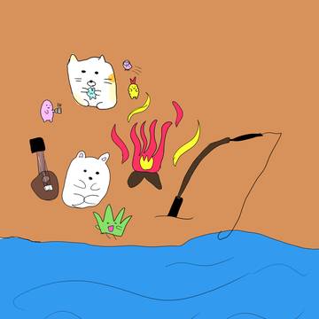 すみっコたちの夜の焚火