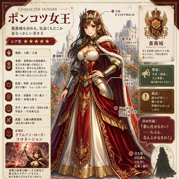 ポンコツ女王、ゲームキャラ風紹介