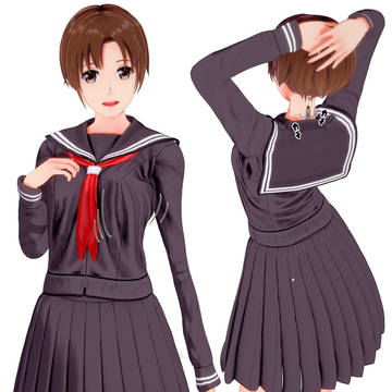 女子中学生の皮を着た男子が、内側から胸をモゾモゾする