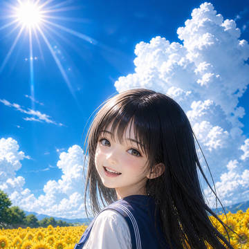 ひまわり畑の少女