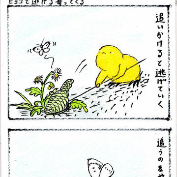 ヒヨコと逃げる寄ってくる