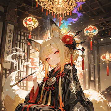 🦊灯籠に微笑む九尾の宵姫🏮