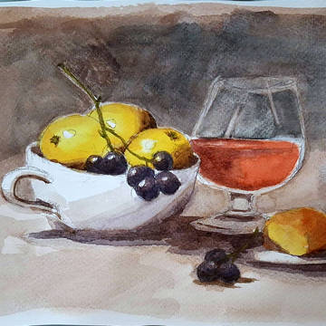 オレンジ, ワイン, パン