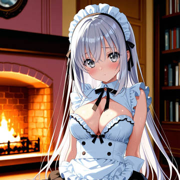 暖炉で汗ばむメイドさん