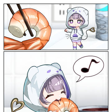ちびメアリちゃん、エビだよ…🍤