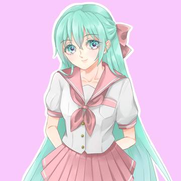 ハーフアップミク