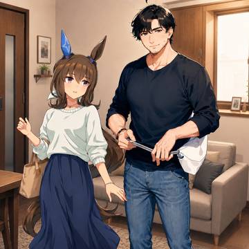 これからデートに出掛けるアヤベさんとトレーナー
