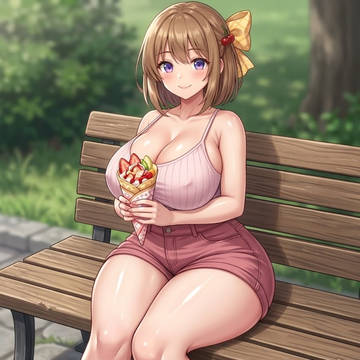 ただ笑顔でクレープを持つだけ
