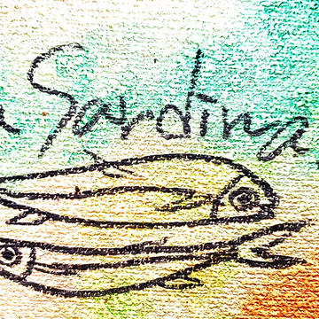 南ヨーロッパのレストラン風の魚介イラスト