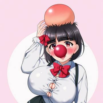 大きなたんこぶができた道化師女子高生