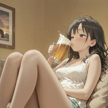 ビールでお疲れ!タンクトップ美少女