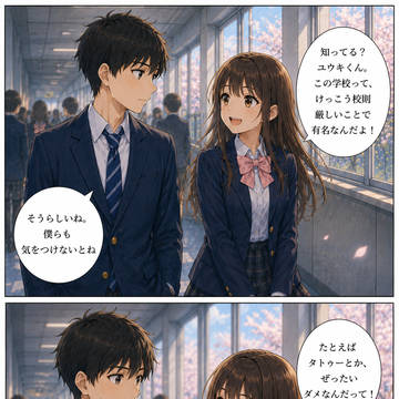 【漫画風】1章　春の予感③　校則違反
