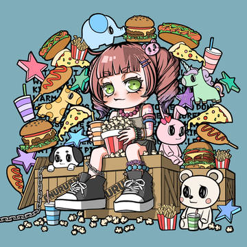 ツインテールとジャンクフード🍔🌭🍟🍕