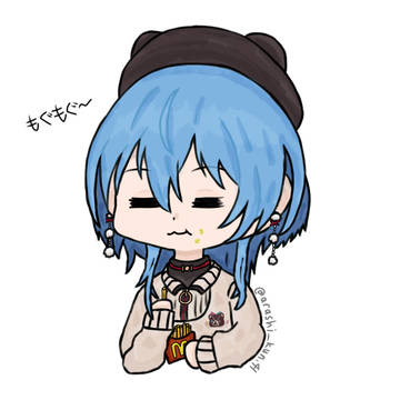 Suisei eating fries :>