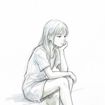 無題（考える少女）