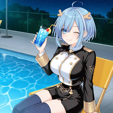 ナイトプールで休憩