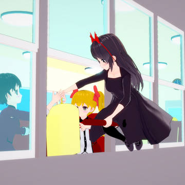 なんとなく飛行船にお届け物をする魔女みたいなものを