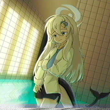 🐬-chan in the poolrooms