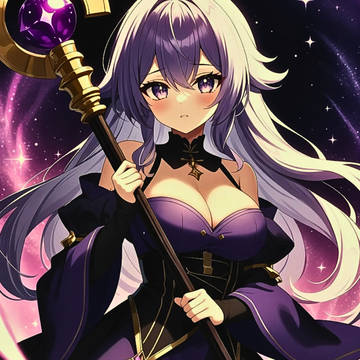【商用可】紫の魔法美女アイコン素材3枚セット ♡✨ 幻想魔導師
