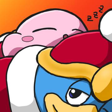 カービィをおんぶするデデデ大王