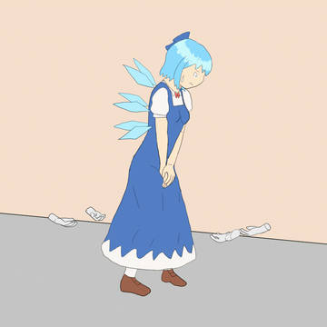 うごイラ_スカートをめくられるチルノ