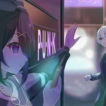 黒髪ツインテールのパンク少女