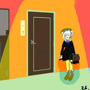 鍵を忘れて、家に入れないあめころちゃん