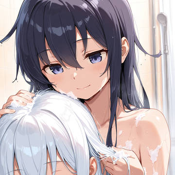 妹の髪を洗ってあげる暁