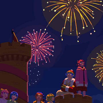 Fireworks at Castle Dedede