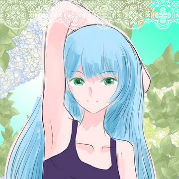 女の子と紫陽花