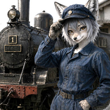 蒸気機関車と狐娘