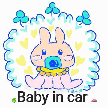 Child　in　car、Baby　in　caステッカーデザイン