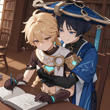 -- 図書館で男の子たちと-- Library Time