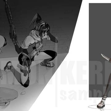 【OC】卡菈 立绘+战斗爽黑白插(画师:炸裂菌子)