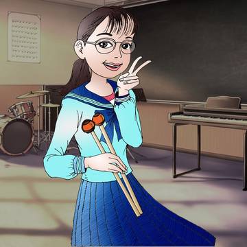 マレットを持つ女子中学生