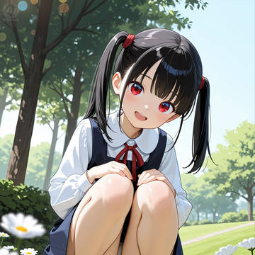 パンツな黒髪ツインテールちゃん