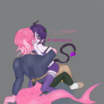 少し遅めのキスの日イラスト