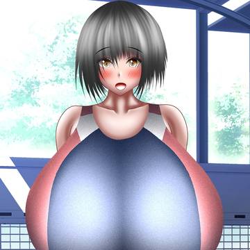 爆乳JKちゃん、競泳水着を着る
