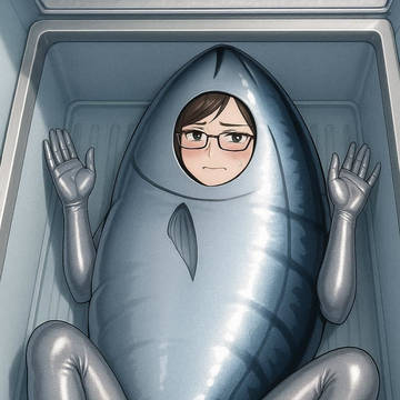 クーラーボックス入　魚着ぐるみお姉さん