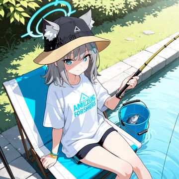 shiroko in fishing(blue archive)