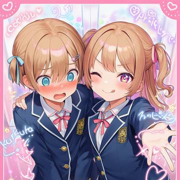 兄妹で制服プリクラ