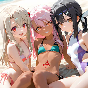 Three little birds on the beach