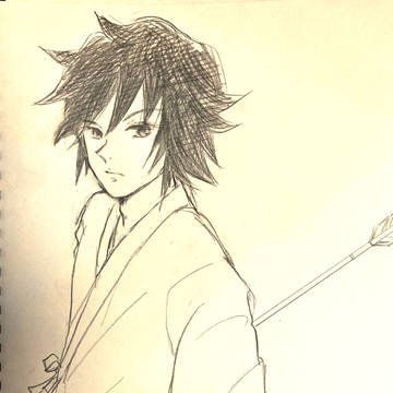 小説「義勇としのぶ」の挿絵　令和の冨岡義勇（弓道男子）