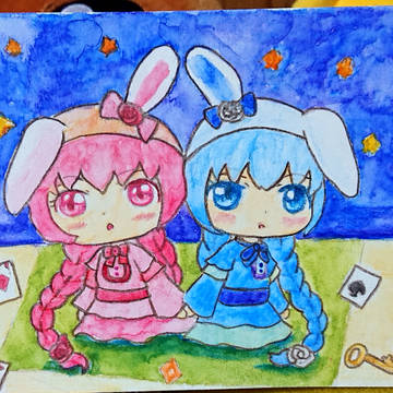 リメイクイラスト うさぎの双子ちゃん