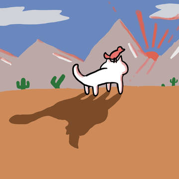 真っ赤な太陽と猫Bright red sun and cat
