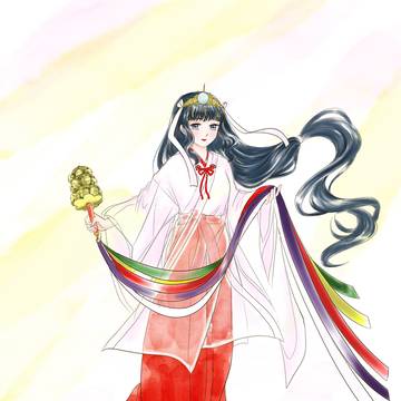 巫女姫　千早装束　オリジナル　創作　イラスト
