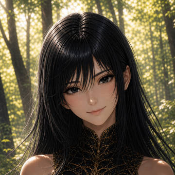 黒髪、黒い瞳の女性戦士