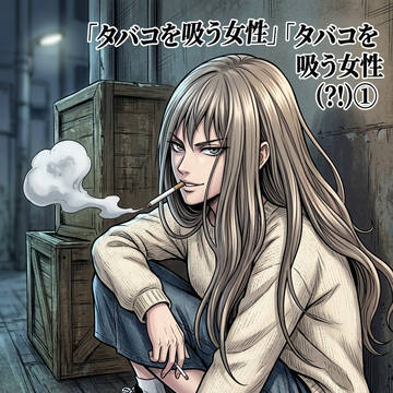 タバコを吸う女性AI