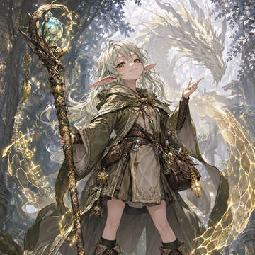 Elf mage with dragon spirit guar